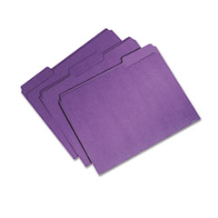 7530015664135, SKILCRAFT Recycled File Folders, 1/3-Cut 1-Ply Tabs: Assorted, Letter Size, 0.75" Expansion, Purple, 100/Box