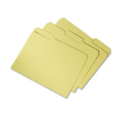 7530015664136, SKILCRAFT Recycled File Folders, 1/3-Cut 2-Ply Tabs: Assorted, Letter Size, 0.75" Expansion, Yellow, 100/Box
