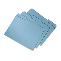 7530015664144, SKILCRAFT Recycled File Folders, 1/3-Cut 2-Ply Tabs: Assorted, Letter Size, 0.75" Expansion, Blue, 100/Box