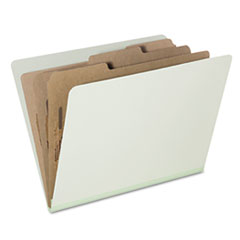 7530015726207, SKILCRAFT Classification Folder, 3" Expansion, 3 Dividers, 8 Fasteners, Letter Size, Green Exterior, 10/Pack
