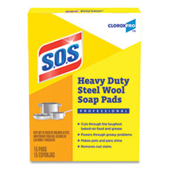 S.O.S.® Steel Wool Soap Pads, 2.4 x 3, Steel, 15 Pads/Box, 12 Boxes/Carton