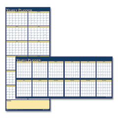 House of Doolittle™ Recycled Reversible Yearly Wall Planner, 60 x 26, White/Blue/Yellow Sheets, 12-Month (Jan to Dec): 2023