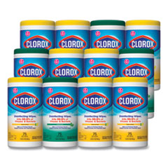 Clorox® Disinfecting Wipes, 1-Ply, 7 x 8, Fresh Scent/Citrus Blend, White, 75/Canister, 3/Pack, 4 Packs/Carton