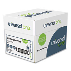 Universal® 50% Recycled Copy Paper, 92 Bright, 20 lb Bond Weight, 8.5 x 11, White, 500 Sheets/Ream, 5 Reams/Carton