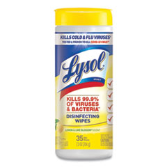 LYSOL® Brand Disinfecting Wipes, 7 x 7.25, Lemon and Lime Blossom, 35 Wipes/Canister, 12 Canisters/Carton