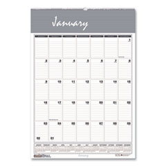House of Doolittle™ Bar Harbor Recycled Wirebound Monthly Wall Calendar, 22 x 31.25, White/Blue/Gray Sheets, 12-Month (Jan-Dec): 2024