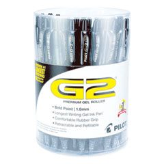 Pilot® G2 Premium Gel Pen Convenience Pack, Retractable, Bold 1 mm, Black Ink, Smoke Barrel, 36/Pack