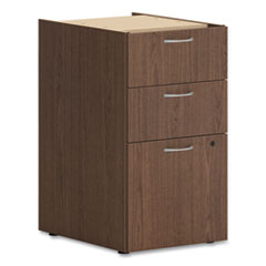 HON® Mod Support Pedestal, Left or Right, 3-Drawers: Box/Box/File, Legal/Letter, Sepia Walnut, 15" x 20" x 28"