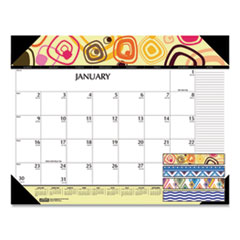 House of Doolittle™ Recycled Desk Pad Calendar, Geometric Artwork, 22 x 17, White Sheets, Black Binding/Corners,12-Month (Jan to Dec): 2022