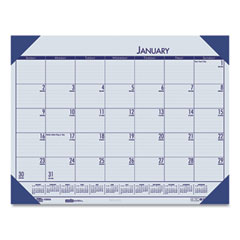House of Doolittle™ EcoTones Recycled Monthly Desk Pad Calendar, 18.5 x 13, Ocean Blue Sheets/Corners, Black Binding, 12-Month (Jan to Dec): 2024