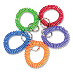 CONTROLTEK® Wrist Key Coil Key Organizers, Blue; Green; Orange; Purple; Red, 10/Pack