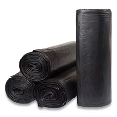 Inteplast Group Low-Density Commercial Can Liners, 33 gal, 1.2 mil, 33" x 39", Black, 25 Bags/Roll, 6 Rolls/Carton