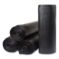Inteplast Group Low-Density Commercial Can Liners, Coreless Interleaved Roll, 45 gal, 1.2mil, 40" x 46", Black, 10 Bags/Roll, 10 Rolls/Carton