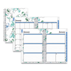 Blue Sky® Lindley Weekly/Monthly Planner, Lindley Floral Artwork, 8 x 5, White/Blue/Green Cover, 12-Month (Jan to Dec): 2022