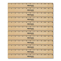 Westcott® Beveled Wood Ruler, Standard, 12" Long, Natural Hardwood, 12/Pack