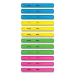 Westcott® Non-Shatter Flexible Ruler, Standard/Metric, 12" (30 cm) Long, Plastic, Assorted Translucent Colors, 12/Box