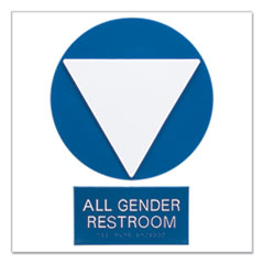Advantus Gender Neutral ADA Signs, CA Combo Pack, 12" dia: Triangle/Circle, 8 x 4: All Gender Restroom, Blue/White