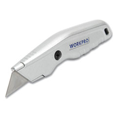 Workpro® Fixed Blade Utility Knife, 4.25" Handle, Metallic Gray