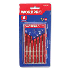 Workpro® Six-Piece Precision Screwdriver Set, #1 and #2 Phillips Tips, 1.4 mm to 3 mm Slotted Tips, Assorted Shank Lengths