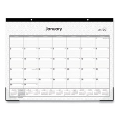 Blue Sky® Enterprise Desk Pad, Geometric Artwork, 22 x 17, White/Gray Sheets, Black Binding, Clear Corners, 12-Month (Jan-Dec): 2024