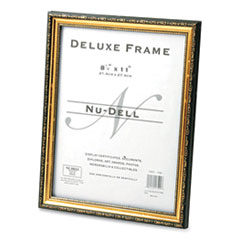 NuDell™ Deluxe Document and Photo Frame, Molded Styrene/Plastic, 8.5 x 11 Insert, Gold/Black