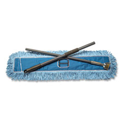 O'Dell® Click-N-Go Dust Mop Kit, 36 x 5 Blue Hybrid Microfiber-Synthetic Head, 32.5" Gray Metal Handle