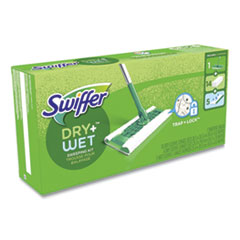 Swiffer® Sweeper Mop, 10 x 4.8 White Cloth Head, 46" Silver/Green Aluminum/Plastic Handle