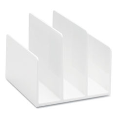 Poppin Fin Series Plastic Mail and File Organizer, 3 Sections, Letter Size Files, 6.5 x 6.4 x 5.5, White