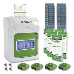 uPunch™ UB1000 Electronic Non-Calculating Time Clock Bundle, LCD Display, Beige/Green