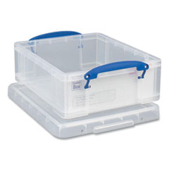 Really Useful Box® Snap-Lid Storage Bin, 2.14 gal, 11" x 14" x 5", Clear/Blue, 5/Pack