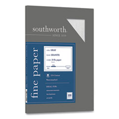 Southworth® Granite Specialty Paper, 24 lb Bond Weight, 8.5 x 11, Gray, 100/Box