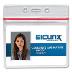 SICURIX® Sealable Cardholder, Horizontal, 3.75 x 2.62, Clear, 50/Pack
