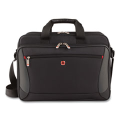 Wenger® SwissGear Mainframe Laptop Briefcase, Fits Devices Up to 16", Polyester, 15.75 x 6 x 12, Black/Gray