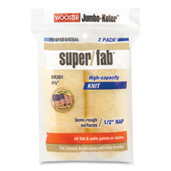 Wooster® Jumbo-Koter Professional Super/Fab Removable Roller, 4.5" Synthetic Knit Fabric Roller, 0.5" Nap, Golden Yellow, 2/Pack