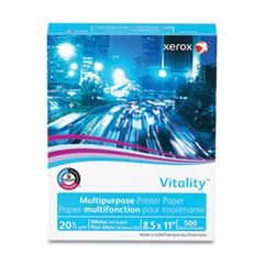xerox™ Vitality Multipurpose Print Paper, 92 Bright, 20 lb Bond Weight, 8.5 x 11, White, 500 Sheets/Ream