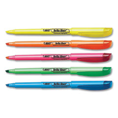 BIC® Brite Liner Highlighter, Assorted Ink Colors, Chisel Tip, Assorted Barrel Colors, Dozen