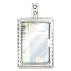Cosco® MyID Leather ID Badge Holder, Vertical/Horizontal, 2.5 x 4, Silver