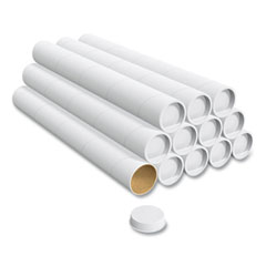 Coastwide Professional™ Mailing Tube with Caps, 24" Long, 3" Diameter, White, 12/Box