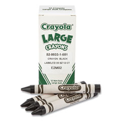 Crayola® Large Crayons, Black, 12/Box