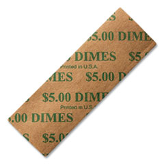 Dunbar Security Products Flat Coin Wrappers, Dimes, $5, 1000 Wrappers/Box