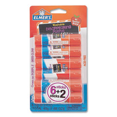 Elmer's® Disappearing Purple School Glue Stick, 0.21 oz, Dries Clear, 8/Pack