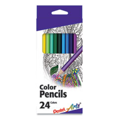 Pentel Arts® Color Pencils, 1.98 mm, H (#3), Assorted Lead and Barrel Colors, 24/Pack