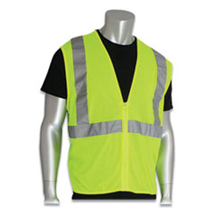 PIP Zipper Safety Vest, Large, Hi-Viz Lime Yellow