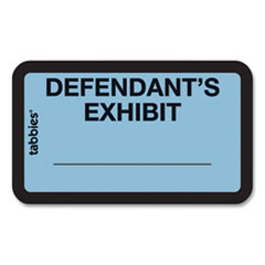 Tabbies® Legal Exhibit Labels, Defendant's Exhibit, 1.63 x 1, Blue, 9/Sheet, 28 Sheets/Pack, 252 Labels/Pack