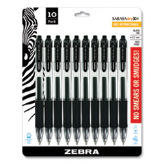 Zebra® Sarasa Dry Gel X20 Gel Pen, Retractable, Medium 0.7 mm, Black Ink, Clear Barrel, 10/Pack