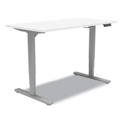 Union & Scale™ Essentials Electric Sit-Stand Desk, 55.1" x 27.5" x 25.9" to 51.5", White/Aluminum