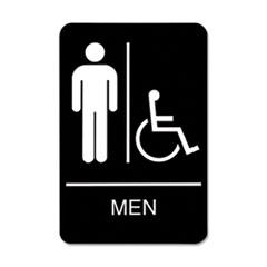 Headline® Sign ADA Sign, Men/Wheelchair Accessible Tactile Symbol, Plastic, 6 x 9, Black/White