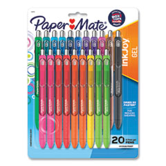 Paper Mate® InkJoy Gel Pen, Retractable, Medium 0.7 mm, Assorted Ink and Barrel Colors, 20/Pack