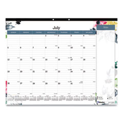 Blueline® Spring Monthly Academic Desk Pad Calendar, Flora Artwork, 22 x 17, Black Binding, 18-Month (July to Dec): 2022 to 2023
