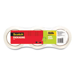 Scotch® Sure Start Packaging Tape, 3" Core, 1.88" x 54.6 yds, Clear, 3/Pack